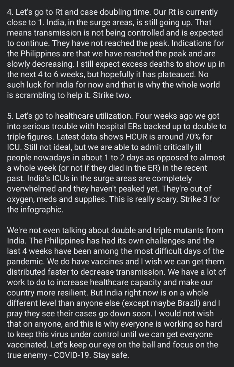 MovingForwardPH's tweet photo. #Perspectives by Dr. @EdselSalvana | #COVID19

The Philippines has had its own challenges. 
We do have vaccines and I wish we can get them distributed faster to decrease transmission.We have a lot of work to do to increase healthcare capacity and make our country more resilient. https://t.co/E7cxG4nnRD