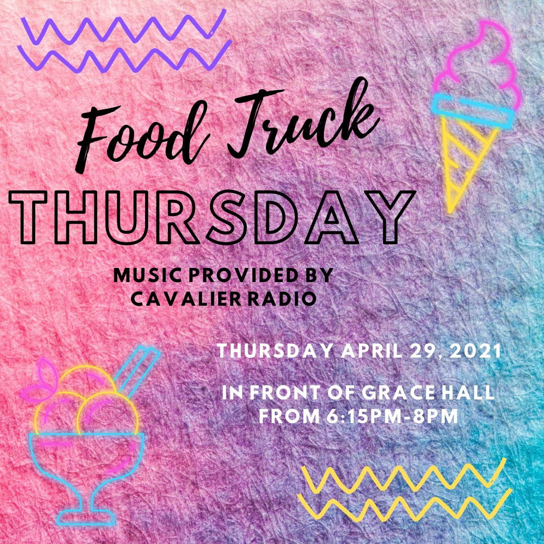 CavalierRadio's tweet photo. Come get a taste of Cavalier Radio tonight from 6:15pm-8pm in front of Grace Hall🍦🍨 https://t.co/0iZ0EBBzb2