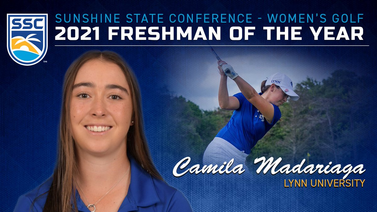 Lynn's Camila Madariaga is named 𝙁𝙧𝙚𝙨𝙝𝙢𝙖𝙣 𝙤𝙛 𝙩𝙝𝙚 𝙔𝙚𝙖𝙧. She finished Top-10 in each of her 6 tournament appearances in 2021. Madariaga averaged 74.17 strokes per round across her 18 rounds this season.

Full Story: bit.ly/3nCKDOr |  🌴☀️🌊⛳️