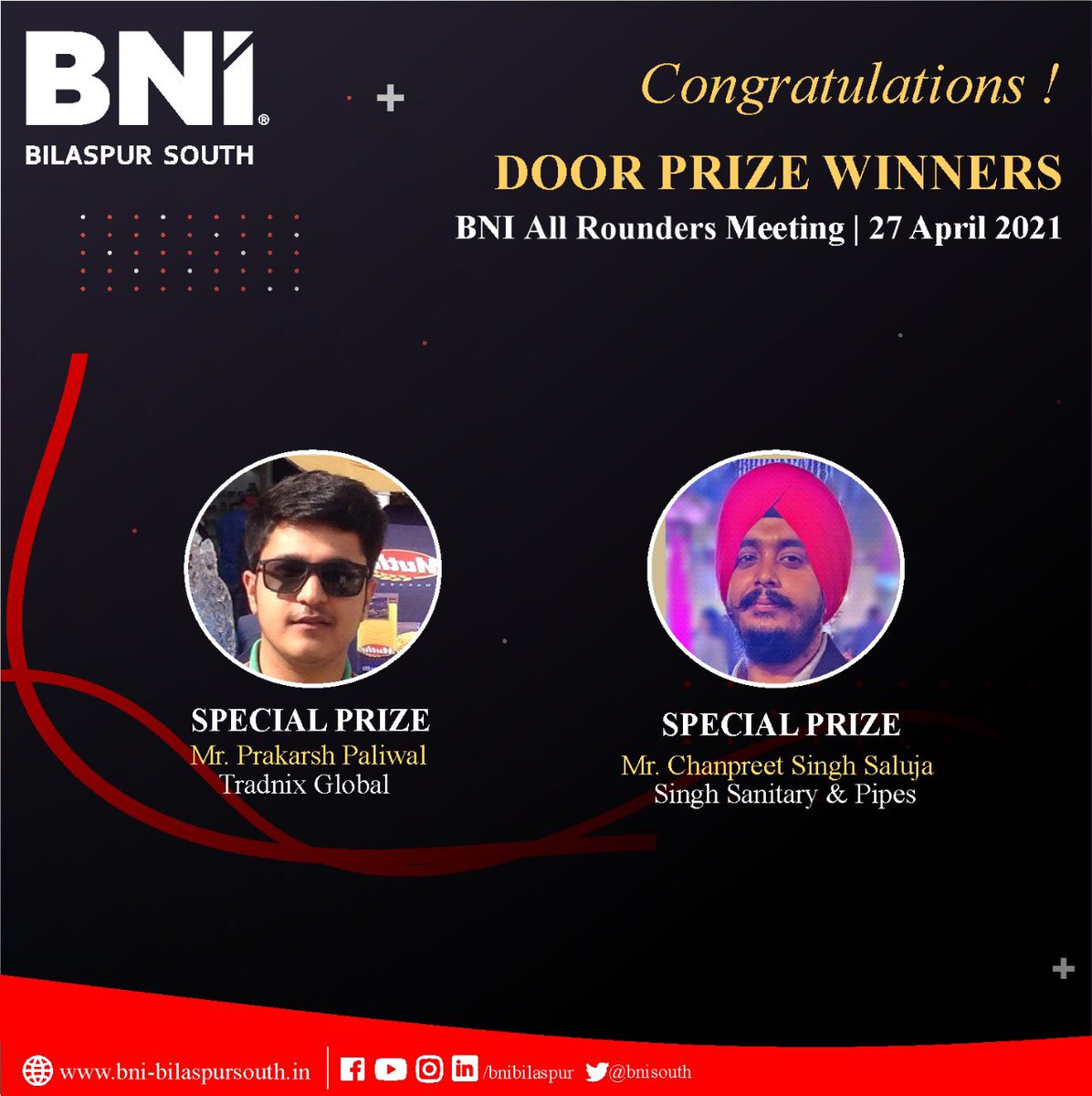 BniSouth's tweet photo. Leadership is not about a title or designation. Itโs about impact, influence and inspiration!
Congratulations to the #doorprize winners of the week!
#bni #bnimember #bniindia #congratulations #teammembers #leaders https://t.co/n3fRm8ZeAj