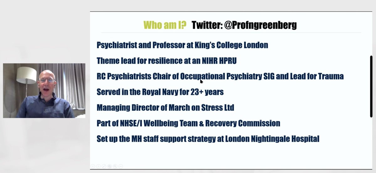 Now listening to  @ProfNGreenberg on “catch up” at the  #BGSconf today.On health and wellbeing for staff through the  #COVID19 pandemic.Experiences have of course varied a lot, but it’s not been a normal year...More sources of info in slides.