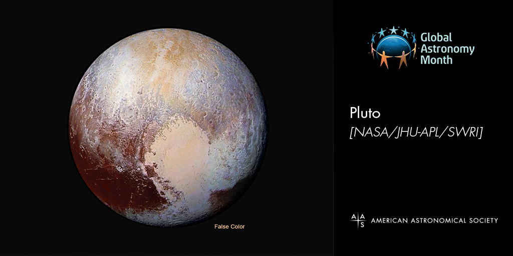 Pluto’s subsurface ocean formed from melting ice, perhaps heated by icy, rocky matter falling together as Pluto formed or later, from internal radioactivity. Heart-shaped region Sputnik Planitia is a great basin, probably made by a huge impact. #GAM2021 #RandomAstroFact