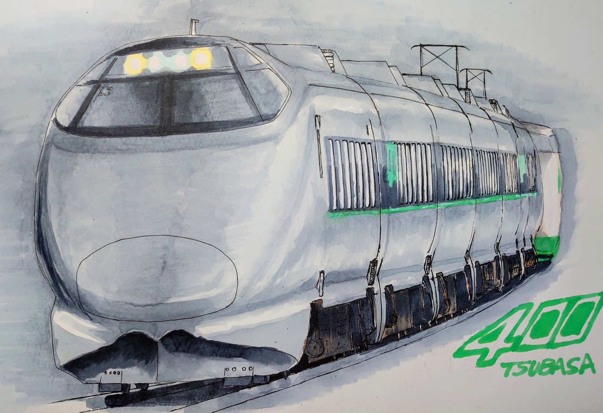 Twitter 上的 Ryota S 400系 つばさ 新幹線 山形新幹線 つばさ 400系 イラスト アナログ コピック T Co Iojagkz8q2 Twitter