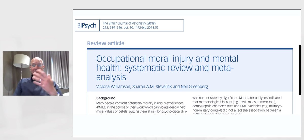 The thing we do know now that we didn’t then, is that there’s research to show that moral injury is bad for you... #BGSconf