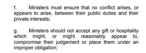 Second- whatever the Electoral Commission decides, think about the Ministerial Code. It makes clear that ministers must ensure that not only does no conflict of interest arise but no perception of conflict must arise, and transparency is required to achieve that.