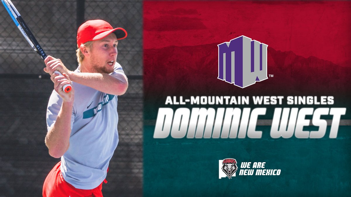 Dominic West was named All-Mountain West for a fourth time, the fifth Lobo in school history to earn that honor four times in men's tennis! #GoLobos