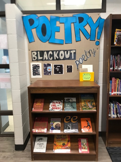 MendezMSLibrary's tweet image. As we wrap up #NationalPoetryMonth, here are some Blackout Poems that were created in the library and inspired by our poetry display. ✏💗📚