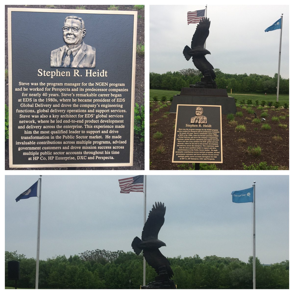 Perspecta's tweet image. Today, we celebrate Steve Heidt, a true legend who was an essential part of Perspecta’s success. It is our honor to announce that a plaque will be unveiled in Steve’s memory at Perspecta’s Stonegate campus in Chantilly, Virginia. 

#PerspectaPower #FacesOfPerspecta #PerspectaLife