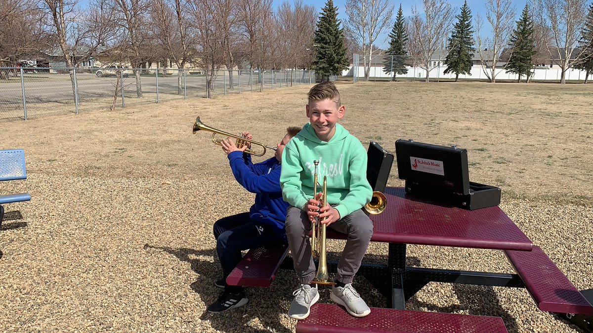 Rocking some instruments under the warm sun.