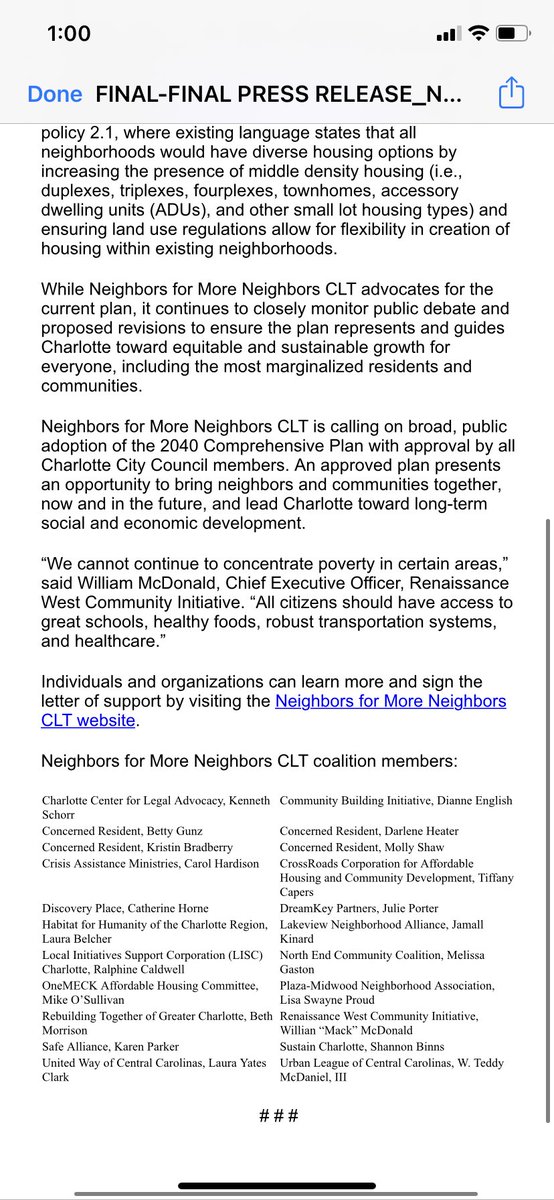 daniellechemtob's tweet photo. Inbox: A new coalition called "Neighbors for More Neighbors CLT" supports Charlotte's 2040 Plan, specifically the provision to allow duplexes/triplexes on single-family lots. The group includes members from @DreamKeyOrg, @CrisisAssistMin and other prominent organizations. https://t.co/eqaA15rb4W
