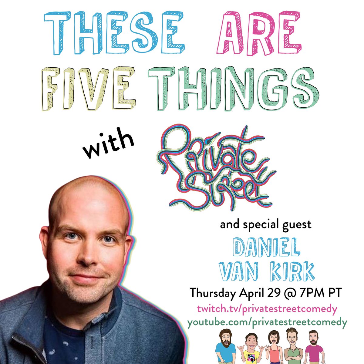 davidbrownpants's tweet photo. Tonight we hang out #live with the great @danielvankirk! 7p on #Twitch and #YouTube!  #Livestream #comedy #podcast #friendship https://t.co/ybZ2hM2FsS