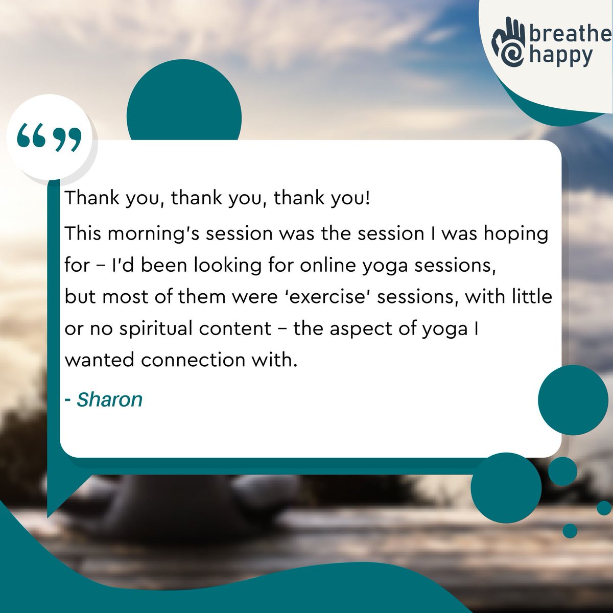 BreatheHappy_UK's tweet photo. #StudentSpeak
It's words like this that keep us going. Hear directly from our yogis on what they have to say about the Breathe Happy experience.

#letsbreathehappy #breathehappy #breatheyoga #yogainuk #studentsresponse #testimonial #testimoni #testimony #testimonials #review https://t.co/9yzNcnlYBA
