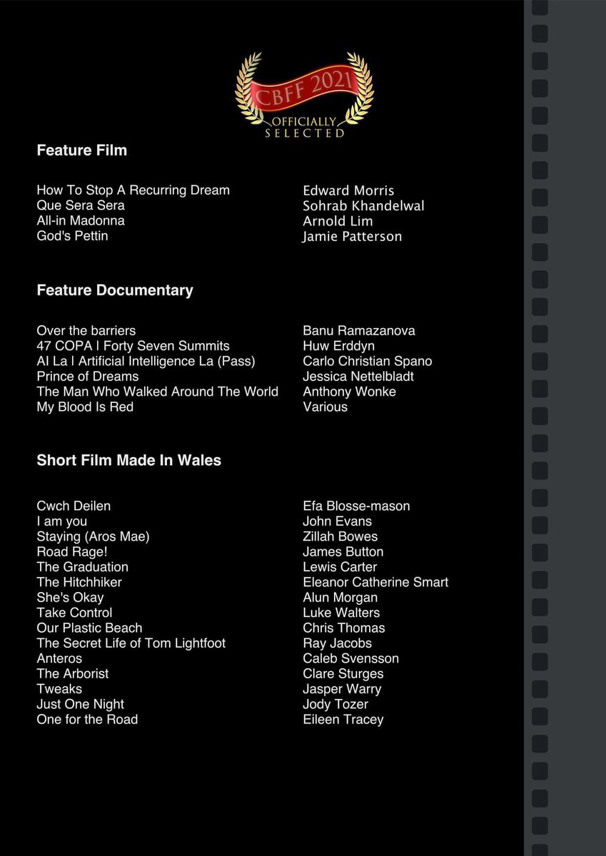 cbffwales's tweet image. Here are #cbff2021 officially selected #films plsrt