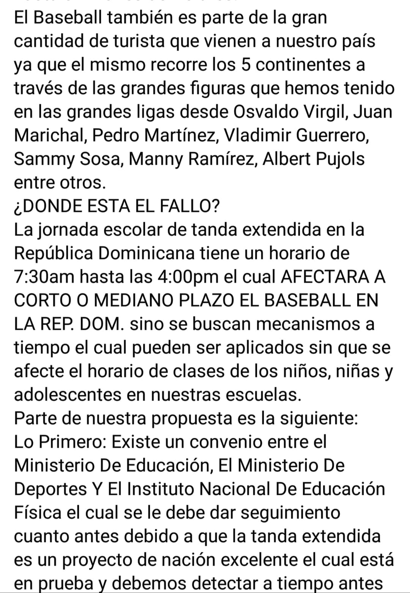deilinluciano20's tweet photo. Riesgo del Baseball con jornada escolar extendida en la Rep. Dominicana. 
Leer propuesta.
#Basaball #TandaExtendida #SportsCenter #RD #Minerd 
@matiasgarciard @luisabinader @RobertoFulcar @JosePaliza @MilagrosGermanO @OrtizBosch @JuventudRD @rosariojimmy @laluzjose @CarlosPenard https://t.co/rpBn3w72Wn