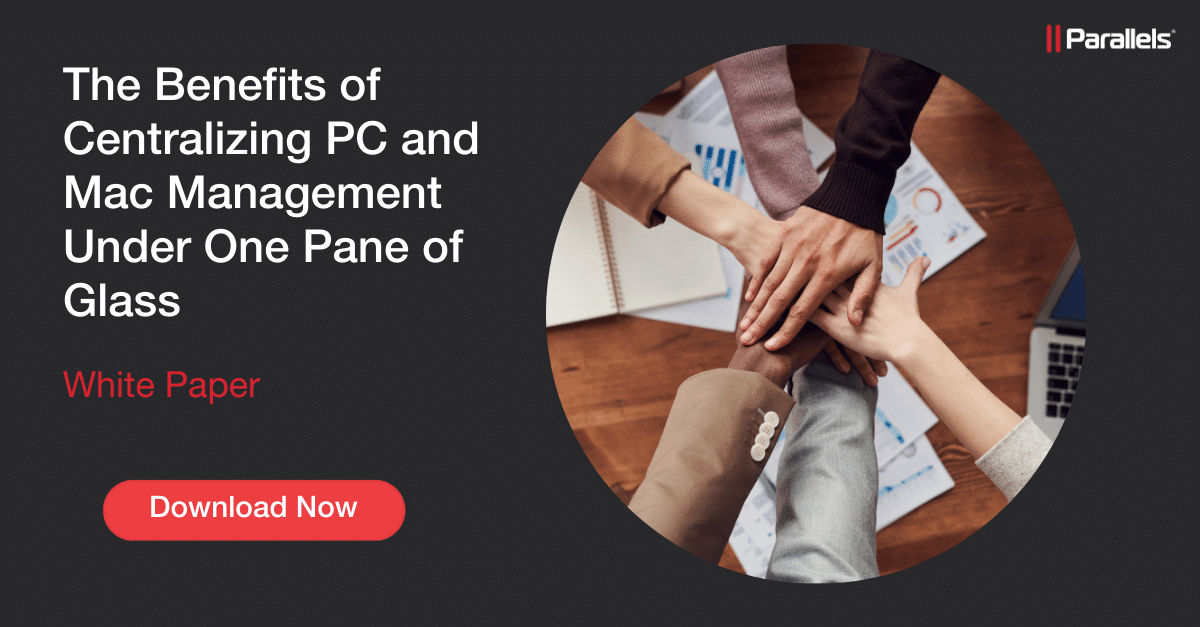 ParallelsMacMgt's tweet photo. Learn more about the benefits of centralizing PC and Mac management under one pane of glass. Download the white paper for free: https://t.co/DeESBOJFVu 
#whitepaper #macmanagement #sysadmin #Intune #Windows10 #ConfigMgr #MEMCM #SCCM https://t.co/RpLUEt5Ht8