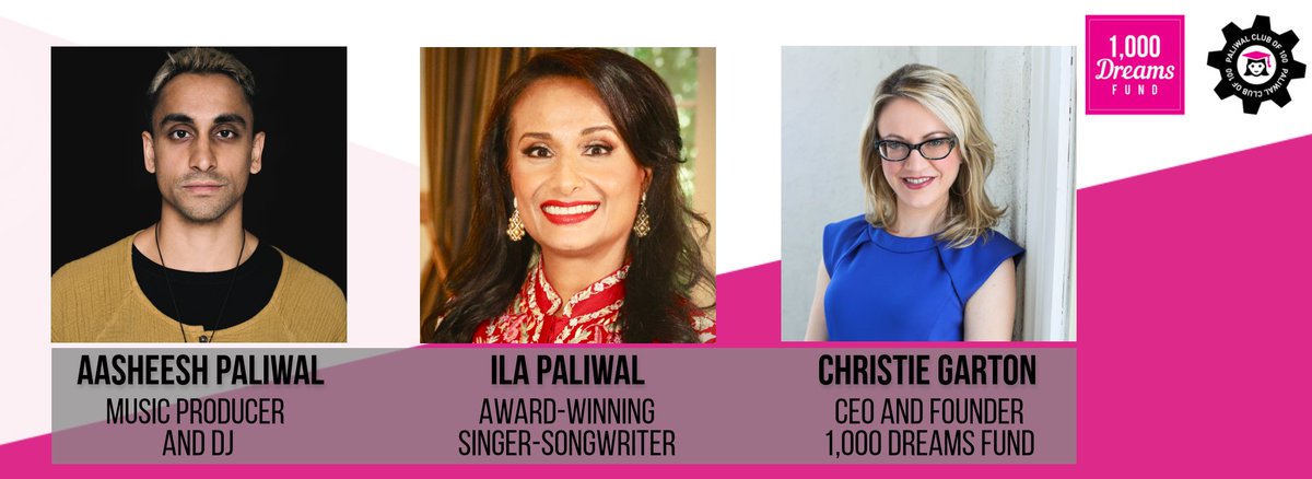 We, @1000DreamsFund, are excited to be teaming up with award-winning singer/songwriter @ILAPaliwalmusic and her son - music producer and DJ @tharealshishi on a Fireside Chat with YOU about our new #PaliwalClubof100 Music Scholarship Program!