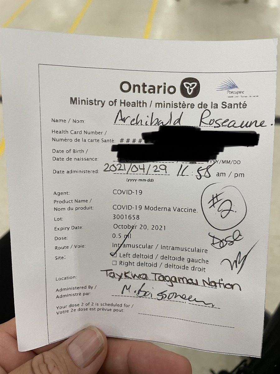 1/ Grateful to receive my  #seconddose of  #Moderna  #vaccine today. My first dose on April 1, was easy and I had no side effects, except a slightly sore arm for the next day, but it quickly subsided.I’m getting my vaccine because I care about my family, community and Nation.