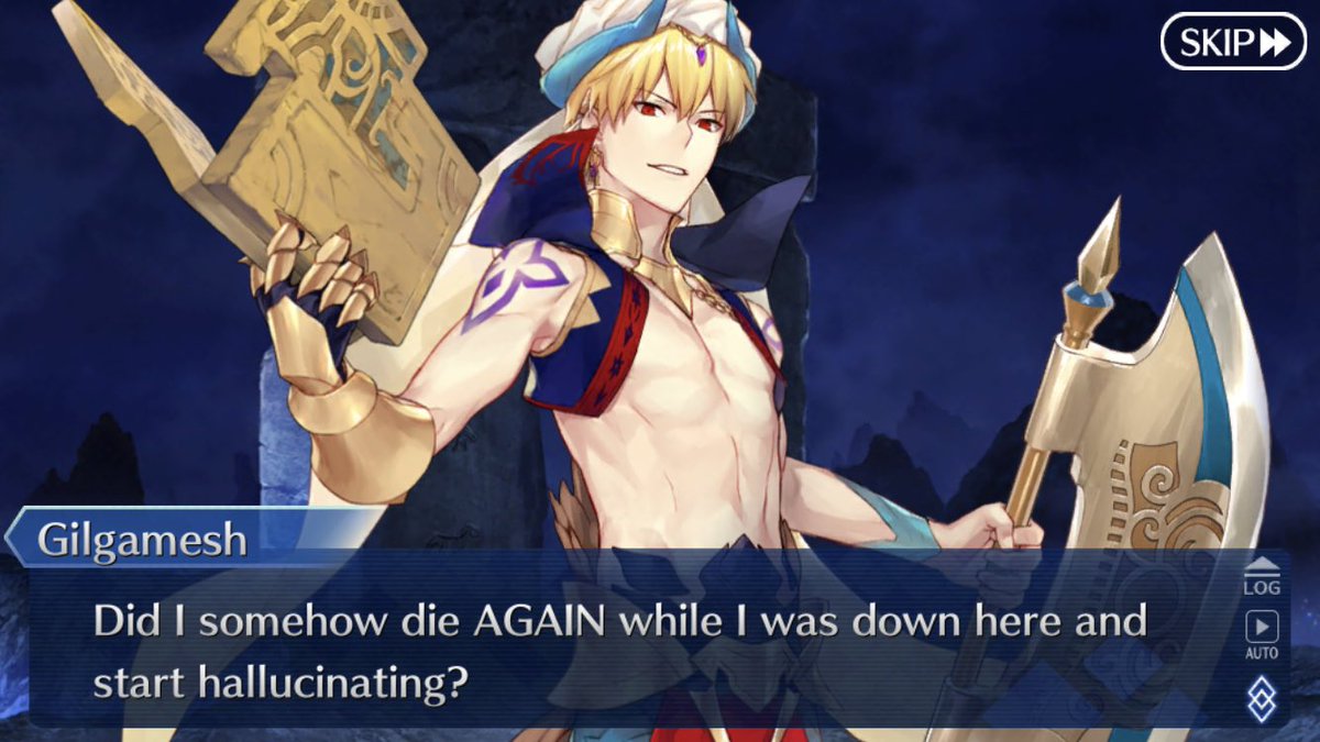 He has the aura of king and while still supremely arrogant he channels that arrogance into trying to save his people. Gilgamesh’s devotion is so strong that he literally dies from overwork partway through the story in Babylonia.