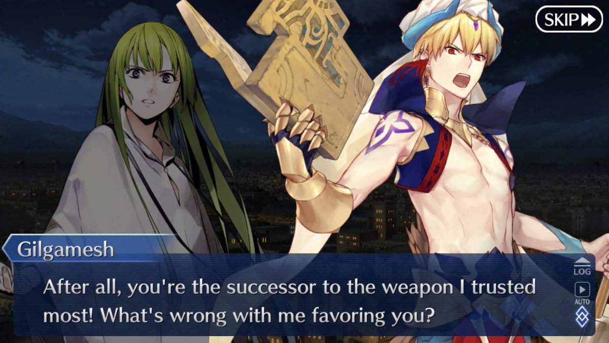 One can tell he is still mourning the death of Enkidu though he try’s to hide it as much as possible not wanting to appear weak when his people are struggling. Gilgamesh however does say to Enkidu’s doppelgänger Kingu words he likely want to say to his friend in life.