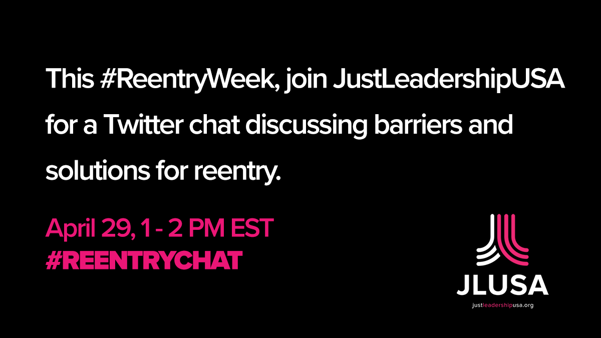 Prisonscholars's tweet photo. Barriers to reentry do not make communities safer. Join @JustLeadersUSA for a #ReentryChat to call for redemption over punishment on April 29, 1-2PM EST. #ReentryWeek #SecondChanceMonth
 #ReentryChat https://t.co/x0rgi4LTBi