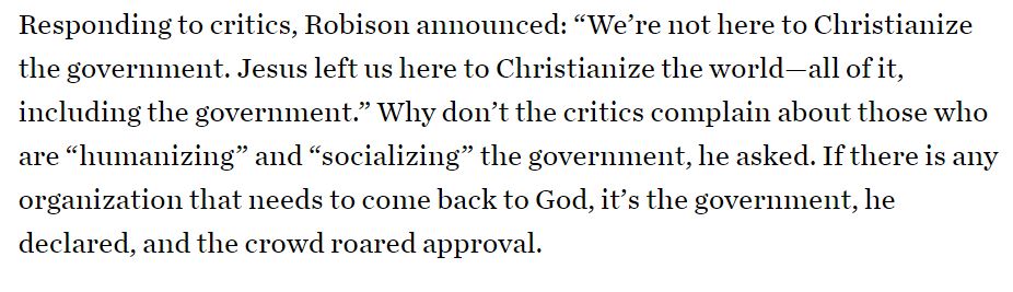 So much more to say on historical impact of Washington for Jesus, but I'll end for now w/quote from evangelist James Robison:“We’re not here to Christianize the government. Jesus left us here to Christianize the world-all of it, including the government.”