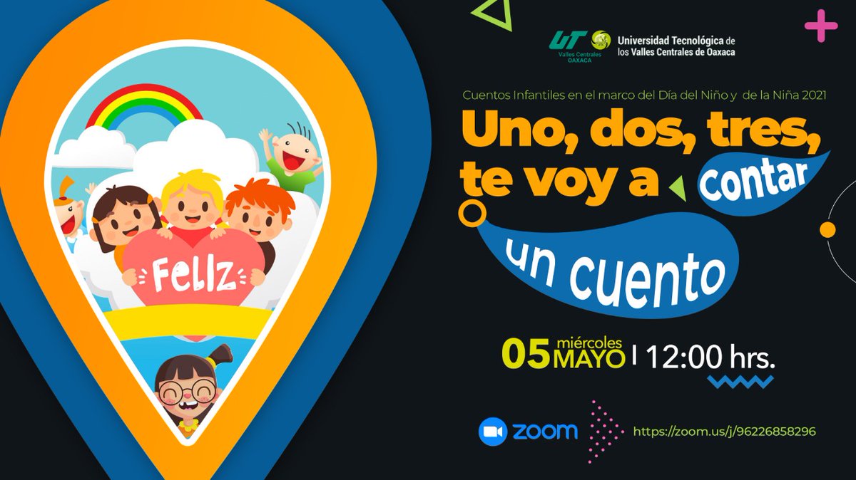 utvco's tweet photo. La Biblioteca "Rubén Vasconcelos Beltrán" y @CMUJERLIDER, te invitan a participar en la Tertulia Literaria "Uno, dos, tres... Te voy a contar y cuento" en el marco del #DíaDelNiñoyDeLaNiña.
¡Te esperamos!
📆 Fecha: 05 de mayo
⌚ Hora: 12:00 hrs.
💻 Zoom: https://t.co/KSN6wpJ095 https://t.co/KDzvGSIWao