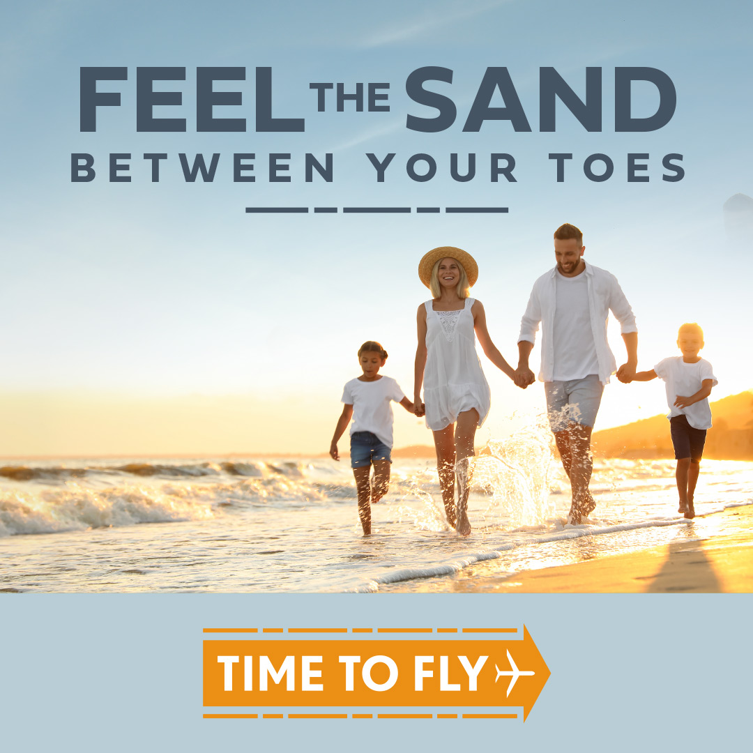 Soak up the sun . . . on a beach.  #timetofly flywichita.com/travel/