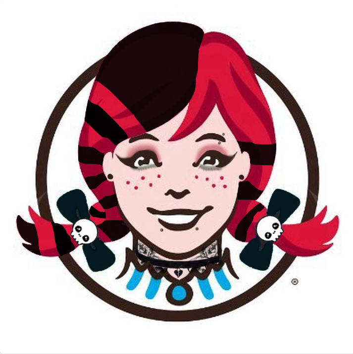 First up we have Wendy from  @Wendys. There's no way that high collar isn't hiding a sick neck tattoo and that red hair is absolutely a Manic Panic dye job. And this iconic tweet from 2019? We are 100% sure Wendy was a mosh pit maven  #ItWasntAPhase https://twitter.com/Wendys/status/1081290781015588865