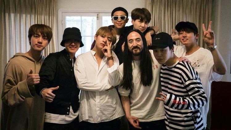 Steve Aoki ( @steveaoki). LP collabed with Steve on “A Light That Never Comes” and BTS worked with Steve for “Mic Drop”, “The Truth Untold” and “Waste It On Me” (Joe from LP directed the MV!)