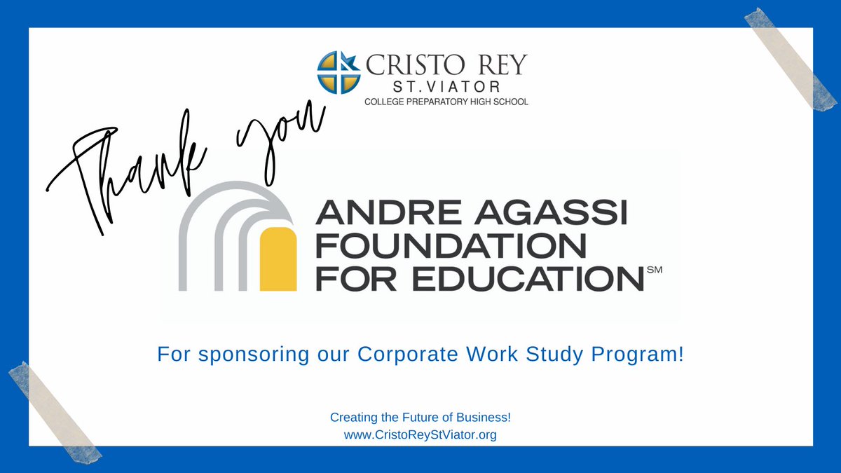 Thank you <a href="/AndreAgassi/">Andre Agassi</a> Foundation for Education for sponsoring two CRSV Corporate Work Study teams! 
To learn more about sponsoring a team of students, connect with our Corporate Work Study Team at 702-844-2019! 
#workstudy #sponsorateam #cristoreystviator #DEI #ThankfulThursday