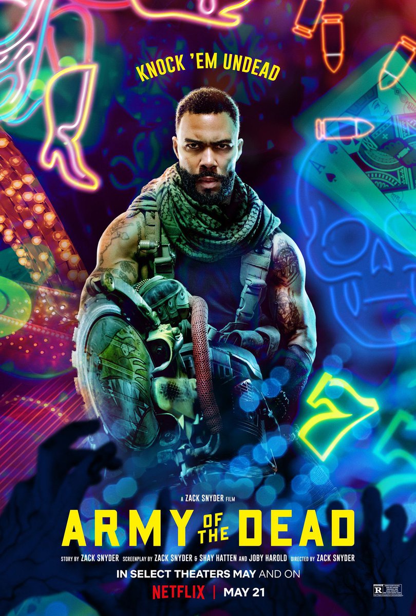 ElMacGuffin's tweet photo. Netflix compartió una serie de pósters individuales con los protagonistas de 'Army of the Dead', la nueva cinta de Zack Snyder, la cual llegará a la plataforma, el próximo 21 de mayo. #ArmyOfTheDead https://t.co/dnHVROAB4x