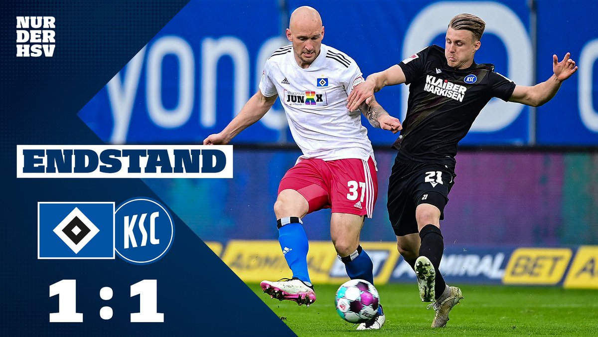 HSV's tweet photo. 90‘+4 ⏱ Ende.
__
#HSVKSC 1:1
#nurderHSV https://t.co/IHzWiJitl5