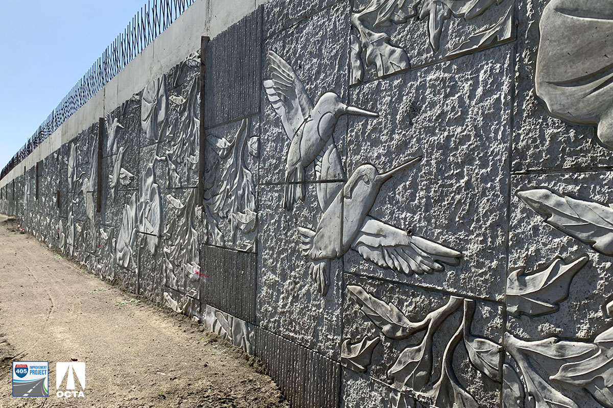 405improvement's tweet image. Check out the aesthetic design on the new retaining wall between Goldenwest Street and Bolsa Avenue. #RetainingWall #405Goldenwest #405Bolsa #Construction #OrangeCounty #405Freeway #CaltransOC #405Improvement @OCWestminster