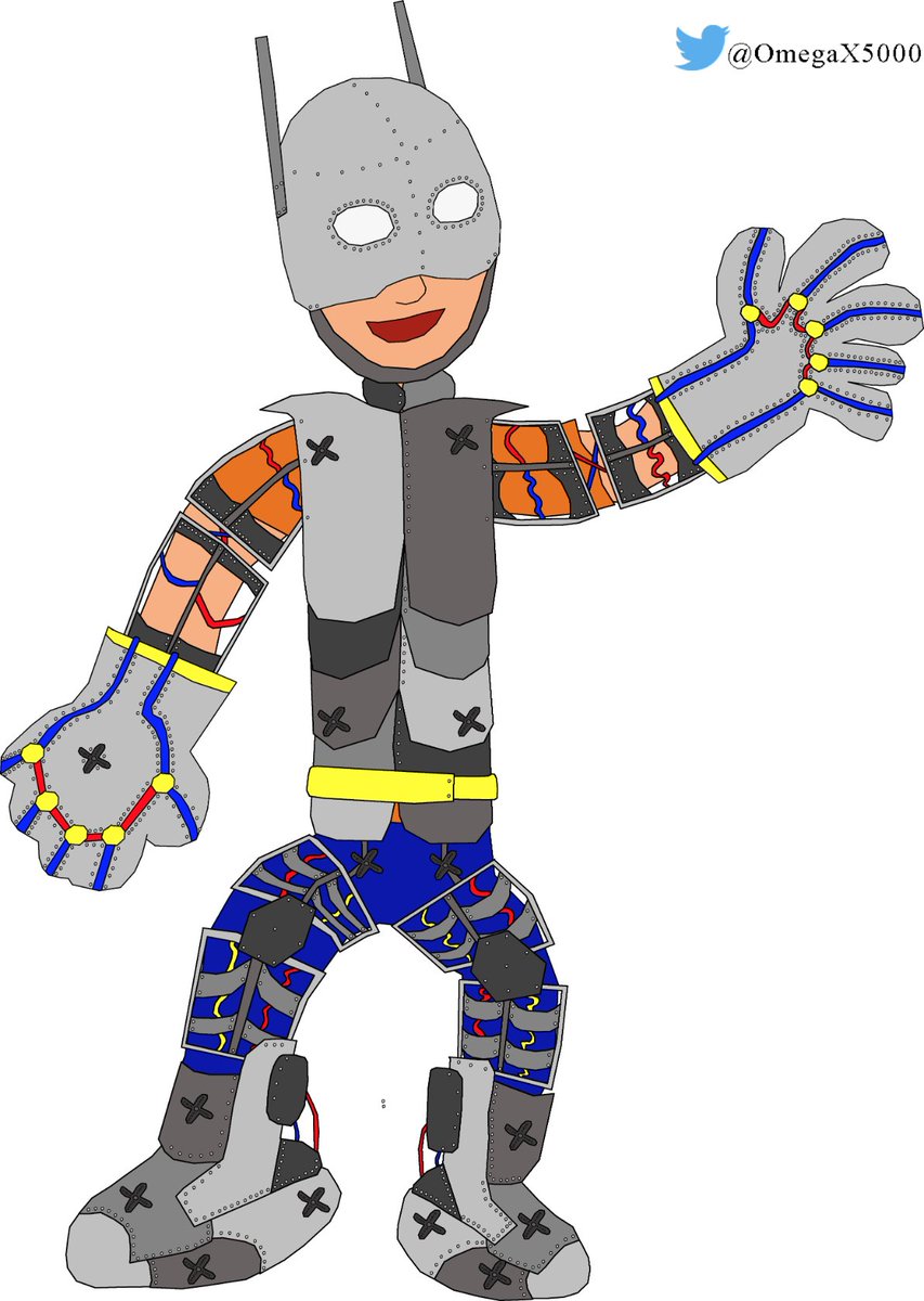 And here's the full version of that image! This is still Ultraboy, only in a prototype version of his suit. It lacks most of the features mentioned earlier in this thread, but still has the jet boots. His oversized gloves are useful for punching out solid walls and debris.  #OC