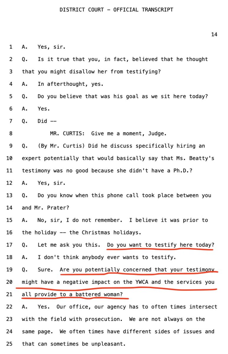But... Prater is trying to stop that, so he tried to intimidate Ms. Beatty's boss, Janet Peery--the CEO of the YWCA. And under Oklahoma Law--THAT'S A FELONY!! Witness intimidation. Ms. Peery testified on April 5 about Prater's abusive and criminal behavior--IT'S UNDENIABLE!