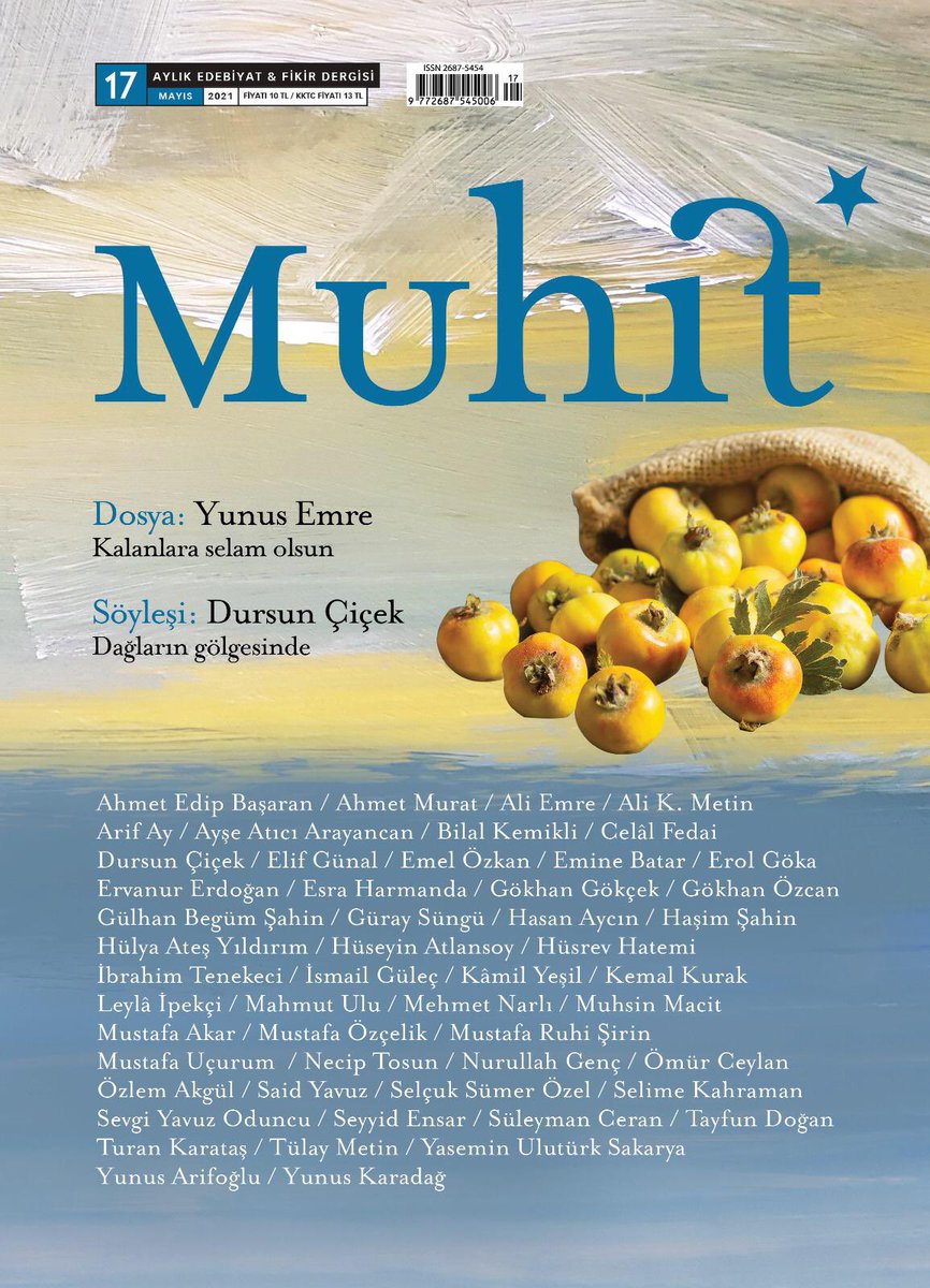 Muhit Dergi’nin Mayıs sayısı Yunus Emre dosyası ile bayilerde.. çok kıymetli konu ve yazarların katılımıyla..
<a href="/muhitdergi/">Muhit Dergi</a> <a href="/ibrahimtenekeci/">İbrahim Tenekeci</a> <a href="/TulayMetin17/">Tülay Metin</a> <a href="/ayseaticiarayan/">Ayşe Atıcı Arayancan</a> <a href="/TuranKrts_/">Turan Karataş,</a> <a href="/BilalKemikli/">Bilal Kemikli</a> @OzcelikkMustafa @SevgiNemecsek