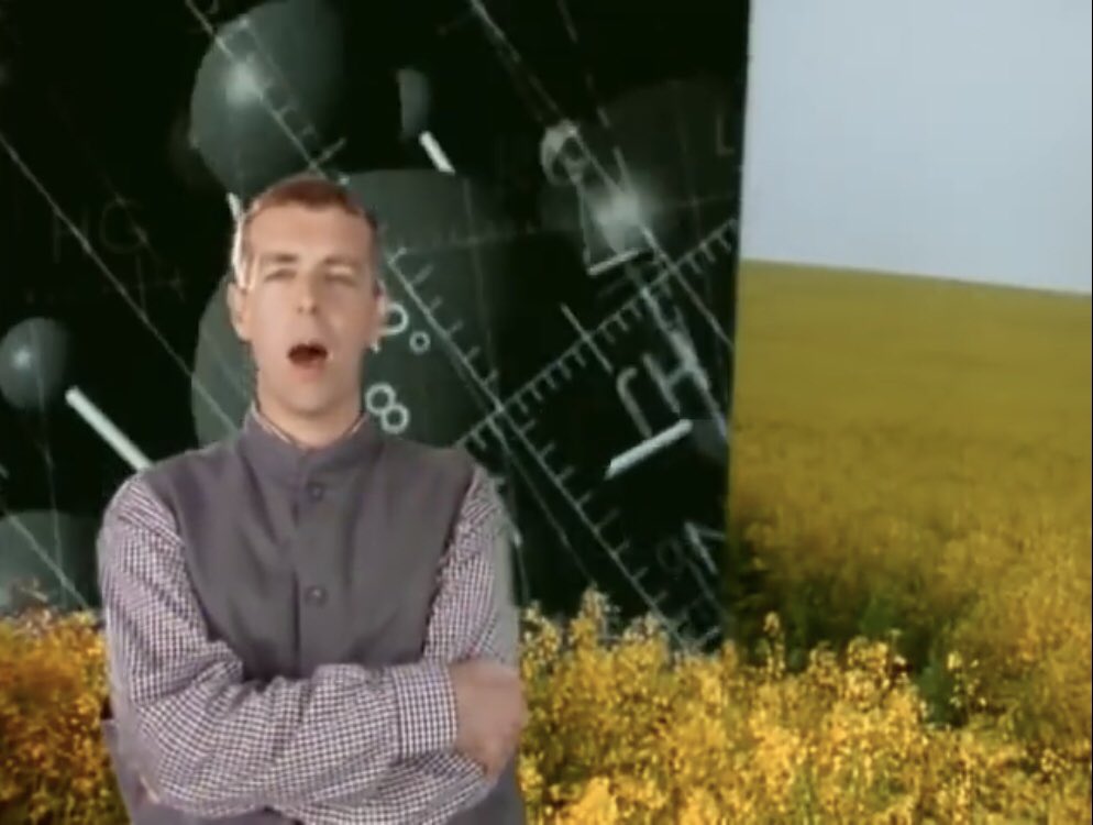 Neil Tennant, Johnny Marr and Bernard Sumner standing about in oilseed rape. (Thanks  @blackan93181643)