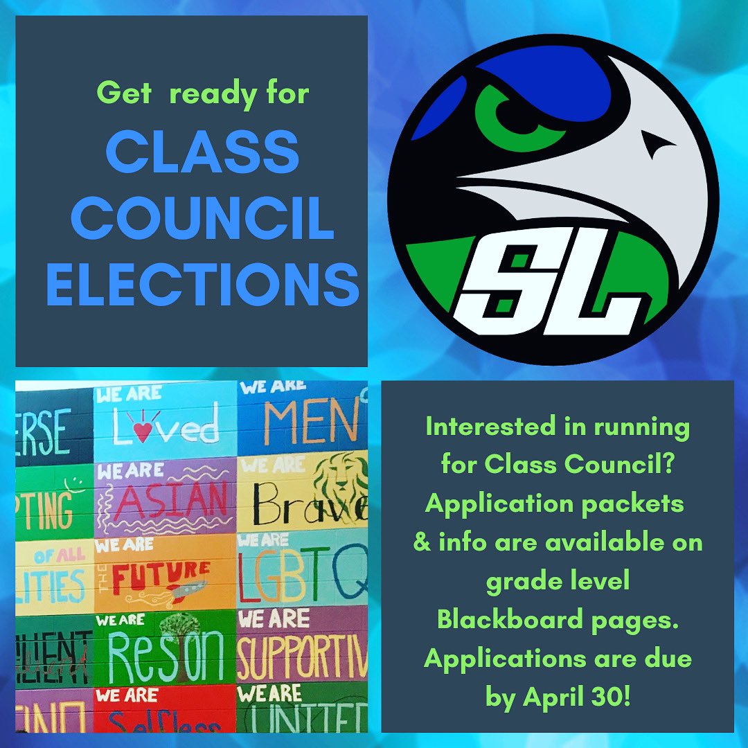 Get your application in to run for Class Council by 5:00 on Friday 4/30!