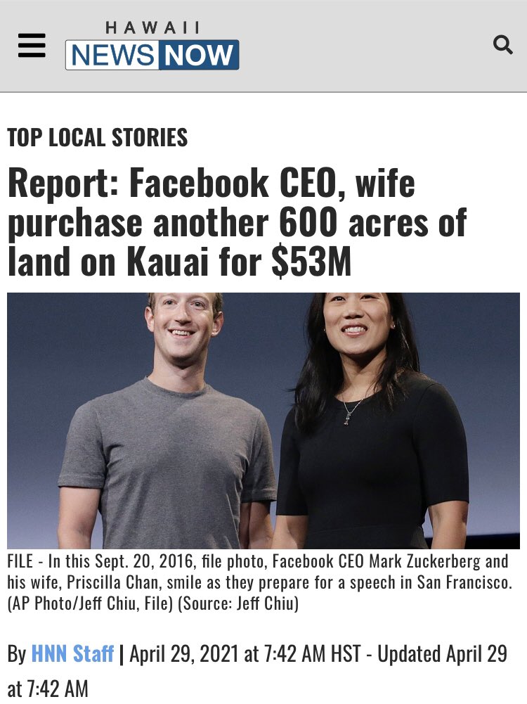 BRO. Kauai is an ISLAND. Not the mainland. Land is already EXTREMELY limited as locals struggle to find ownership in anything. 

How is this legal?! STOP SELLING OUT HAWAII TO RICH PEOPLE
😡🤬 
600 acres?!! I mean come on. 
Six HUNDRED.