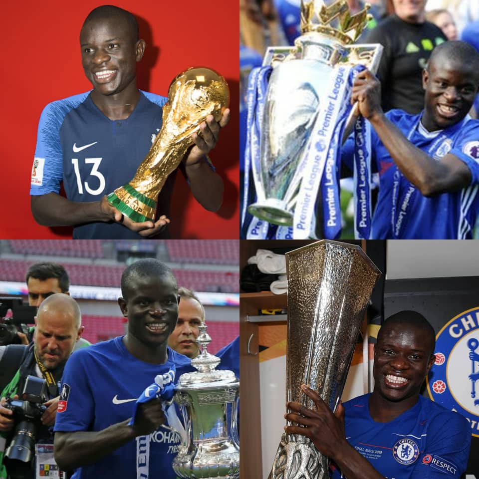Betway_Nigeria's tweet photo. Quick throwback to some of Kante's career achievements

1X WORLD CUP WINNER
2X ENGLISH CHAMPION   
1X FRANCE FOOTBALLER OF THE YEAR WINNER
1X EUROPA LEAGUE WINNER
1X ENGLISH FA CUP WINNER

We gats cut cap for this football machine 

#BetwayTBT #BetwayGameOn https://t.co/3oId13PnDw