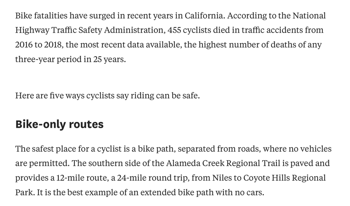 Honestly, it just keeps getting worse. Check out this segue. Record number of bike riders are getting killed (in accidents, shoot me now), and instead of discussing speeding, poor infrastructure or distracted driving, Stienstra suggests that maybe folks should ride on bike paths.