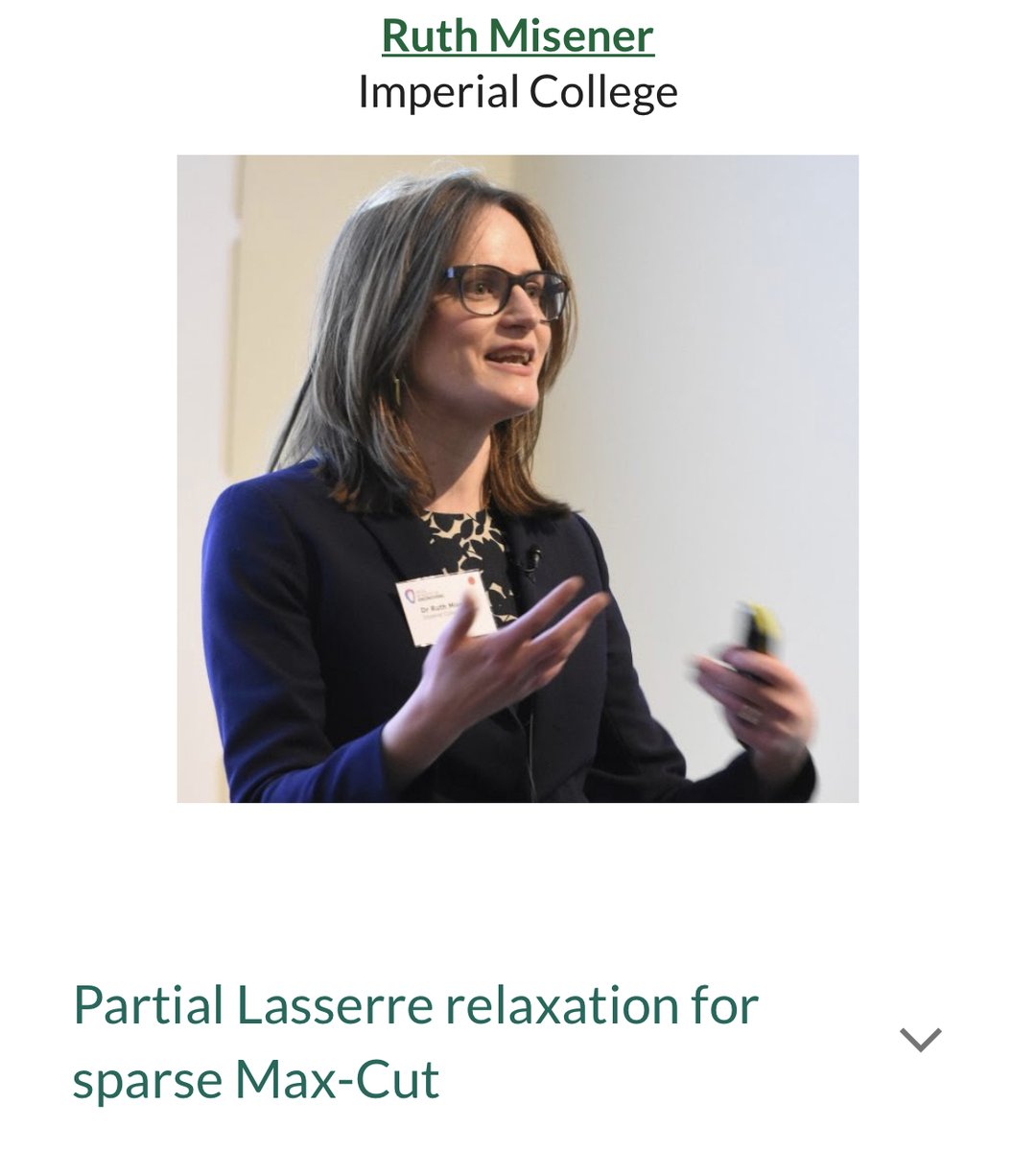 akazachk's tweet image. The last #DiscreteOptTalks of the semester is tomorrow, Friday, April 30 at 1pm ET! We are delighted to have DOTs by @RobertH32030431 and @RuthMisener. Visit talks.discreteopt.com to read the abstracts, and subscribe to our mailing list to join the session. #orms
