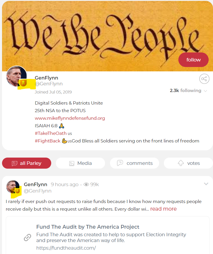 Someone replied that the Flynn appeal was fake. Here is a screenshot from Parler showing it, and that it is from a verified account belonging to the pardoned General.