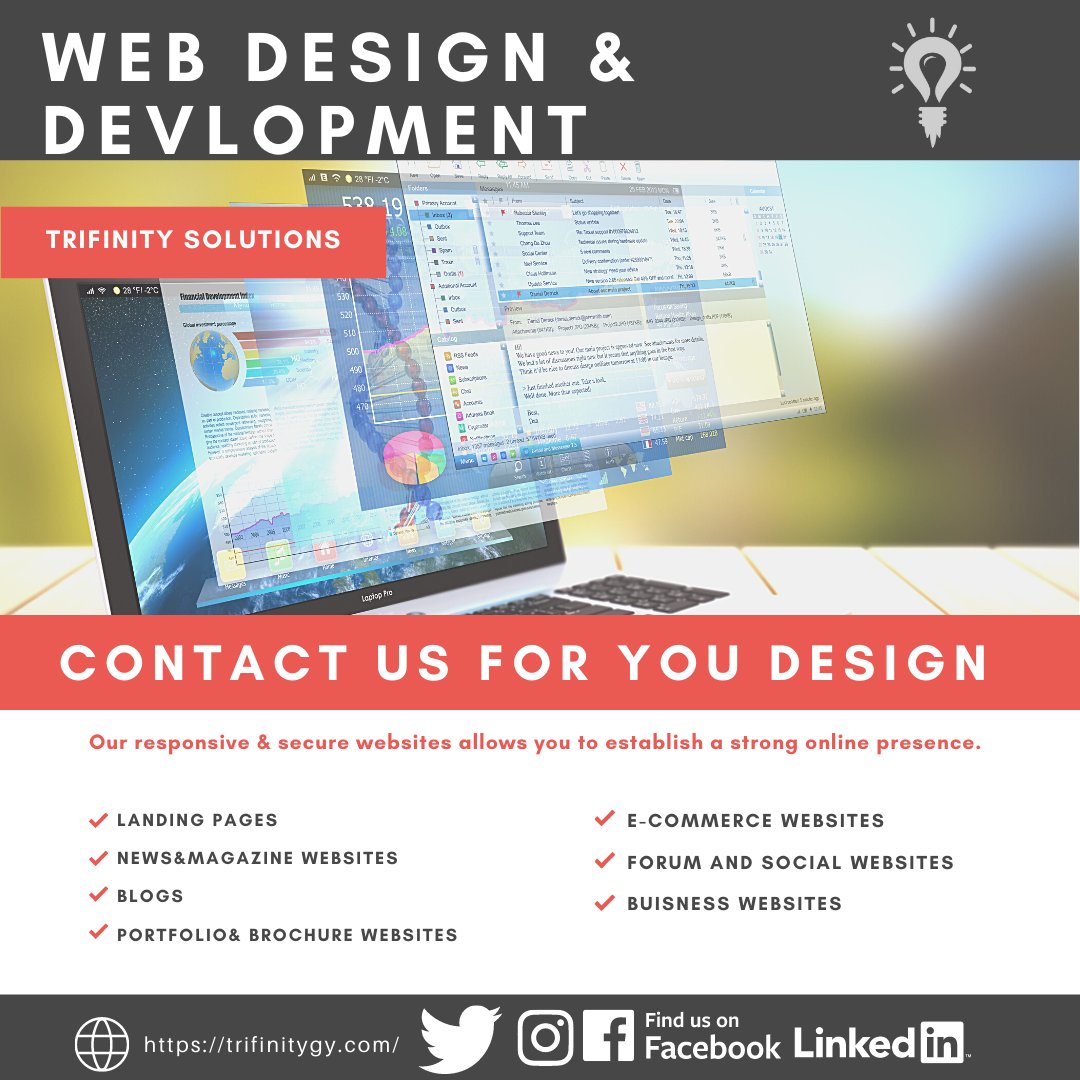 trifinitysol's tweet photo. We specialize in designing innovative and impactful Websites. These include Business Websites, Personal Websites, Information Systems, and Content Management System. 

https://t.co/DuN9WVMuuB  #connect #communicate #convert #digital #grow #onlineusers https://t.co/UH50qpcgPj