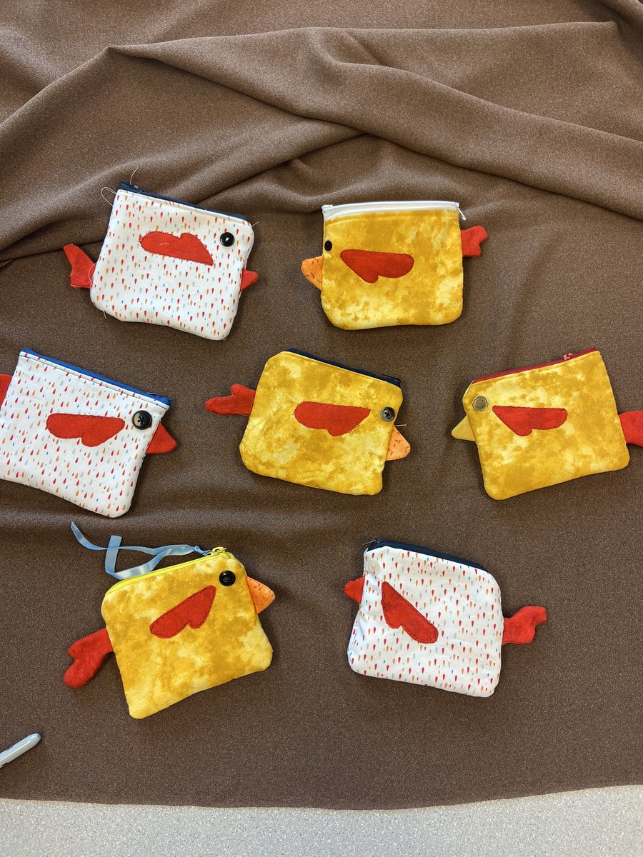 Mrs. Bibby’s Textile students are learning valuable skills with zippers and appliqué techniques. These students are laying it all on the table with these chicken bags. #seaton #appliedskills