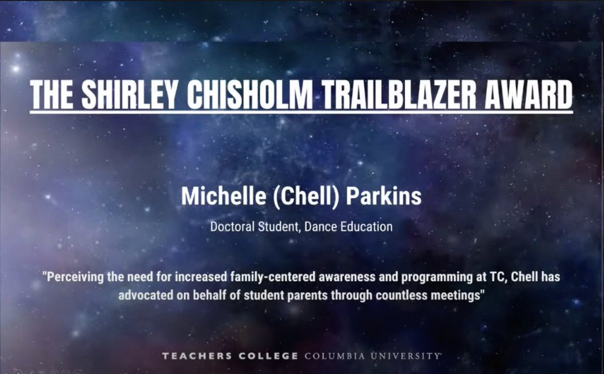 TCStudentSenate's tweet image. Michelle (Chell) Parkins (The Shirley Chisholm Trailblazer Award)