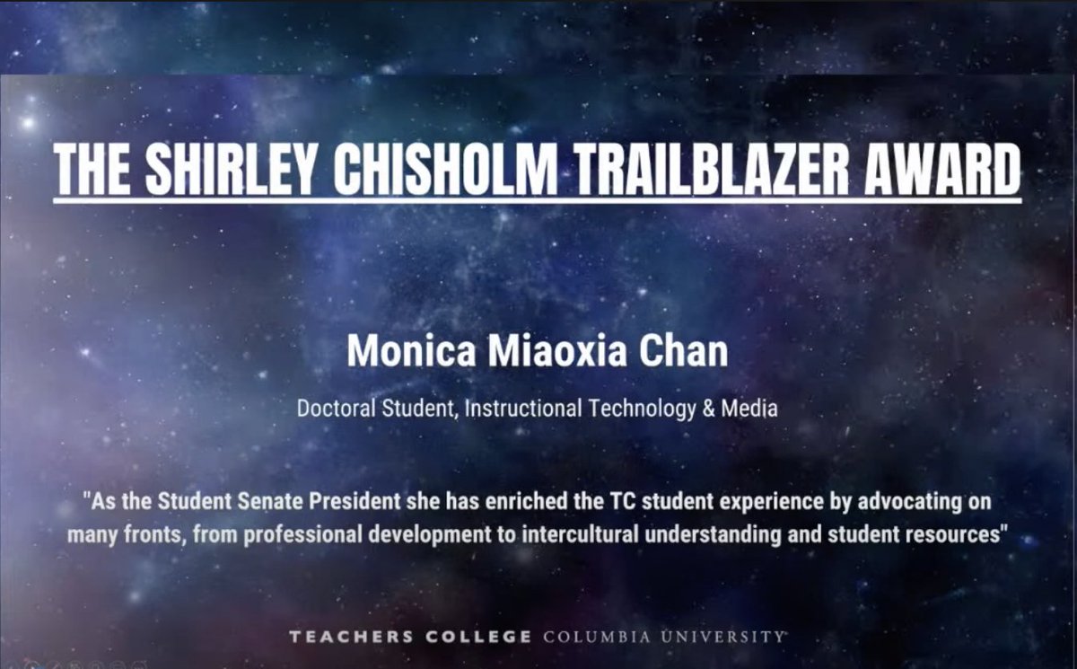 TCStudentSenate's tweet image. Monica Chan (The Shirley Chisholm Trailblazer Award)