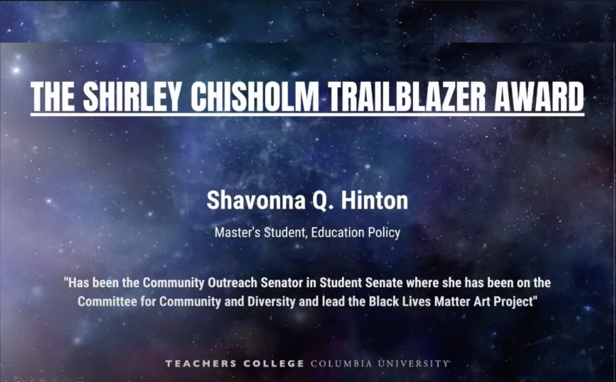 TCStudentSenate's tweet image. Shavonna Q. Hinton (The Shirley Chisholm Trailblazer Award)