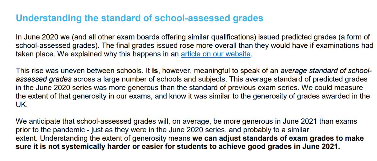 - they gave grades, when there was a huge discrepancy between what the students would have gotten and what they got. Attaching parts from the Cambridge doc for students to read (15)