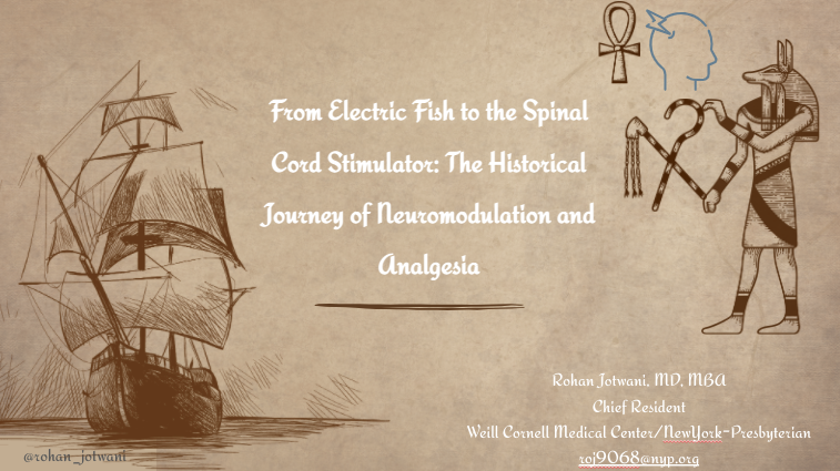 What do the glands of Mediterranean eels and the spinal cord stimulator have in common? Learn more with our own @rohan_jotwani at the @AnesHistAssoc conf on 5/1 at 11:30 am CST. #FOAMed #MedEd #anesthesiahistory #painmedicine #neuromodulation Register: bit.ly/3vopIkI